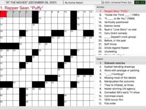At The Movies – Crossword Puzzle
